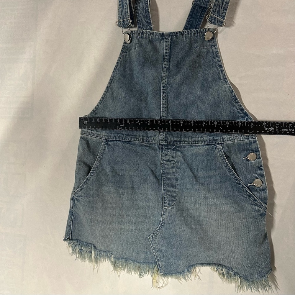 Free People Torn Up Denim Jumper/ Overall dress women’s 4 - Picture 3 of 6